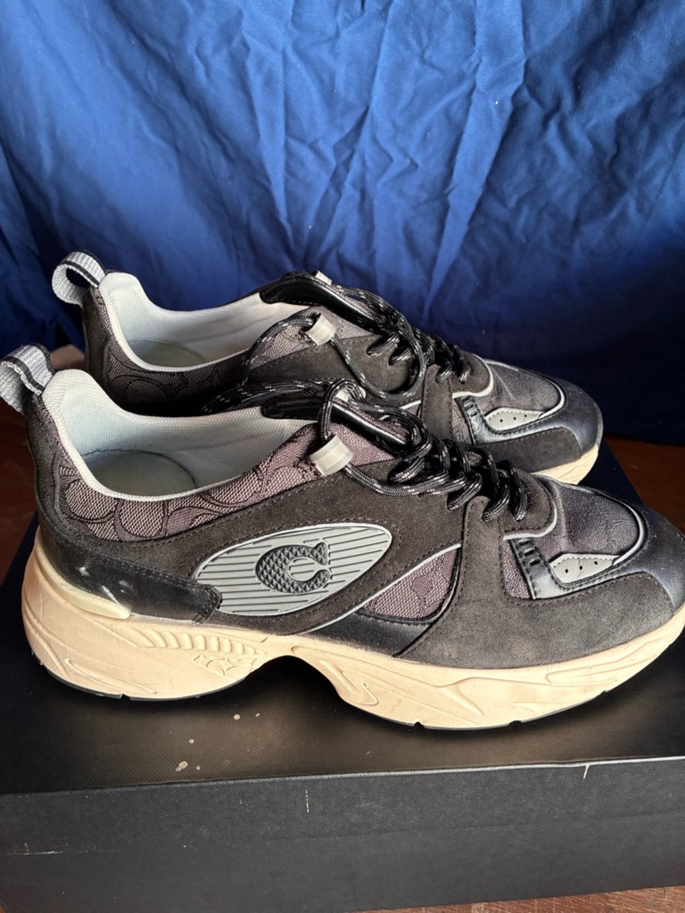 Coach Men's Black and Tan Chunky Lace-Up Sneaker - Picture 2 of 6